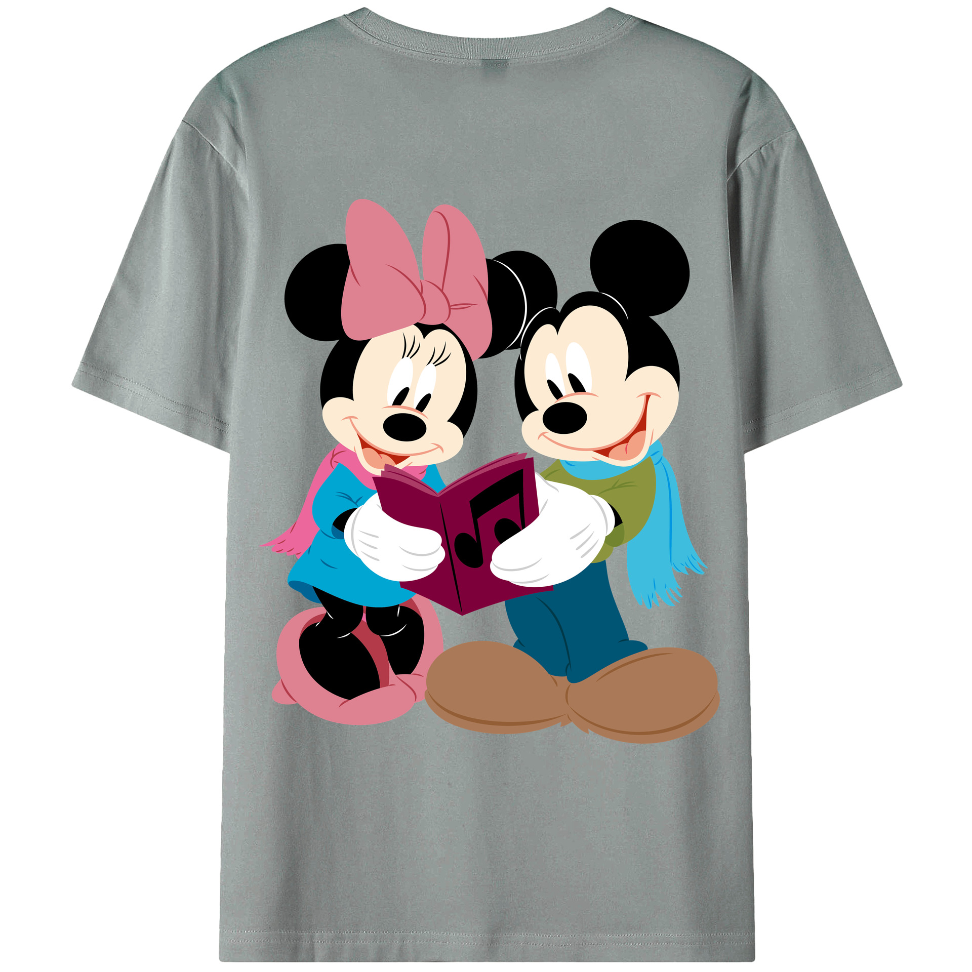 ミッキーマウス Mickey Mouse 綿100％ メンズ半袖Tシャツ（バックプリント） 通気性